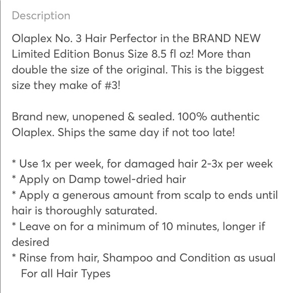 Olaplex Bonus size # 3 Hair Perfector - Picture 3 of 6